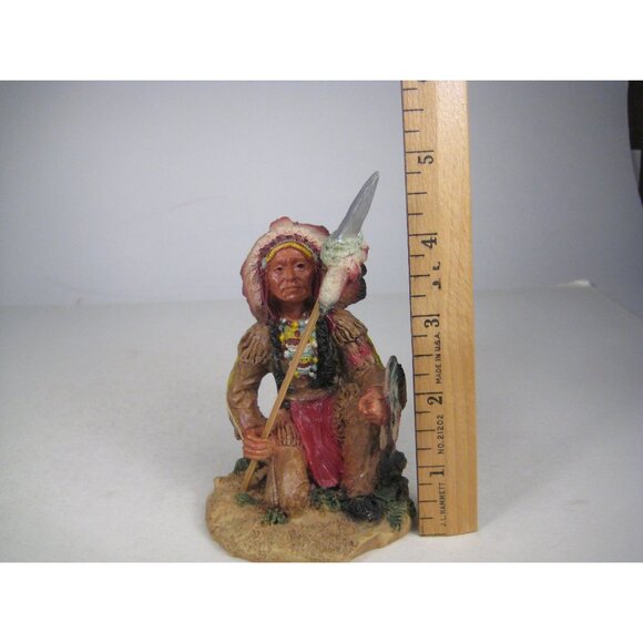 Native American Feather Headdress Spear 6 in Resin Figure Statue CHIP - Picture 8 of 14